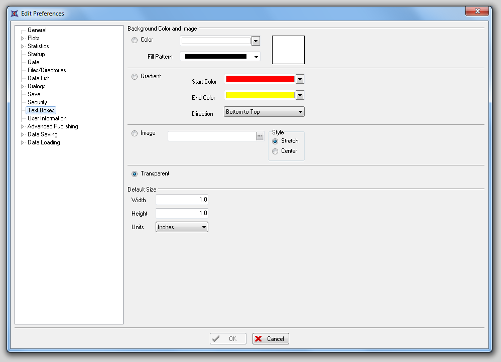 图 8.20  Edit Preferences - Text Boxes (编辑属性 - 文本框)